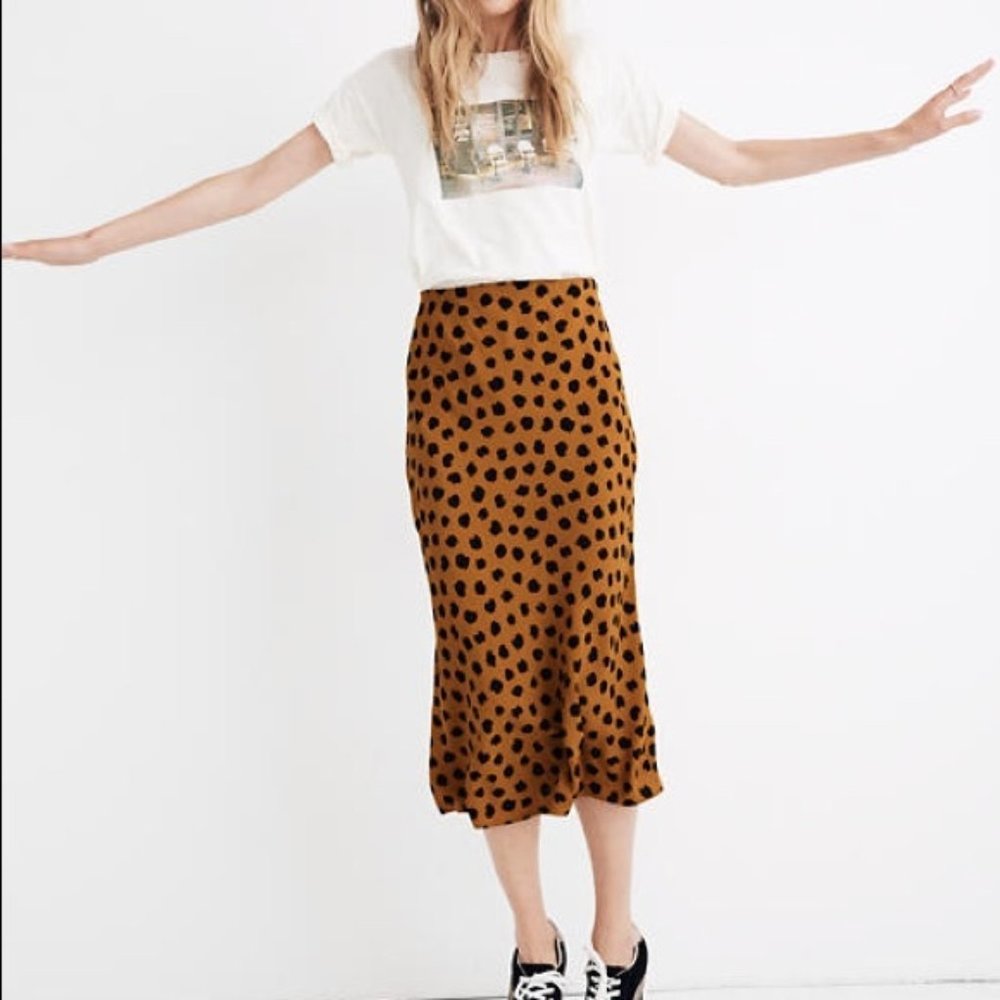 Madewell Midi Slip Skirt in Painted Spots